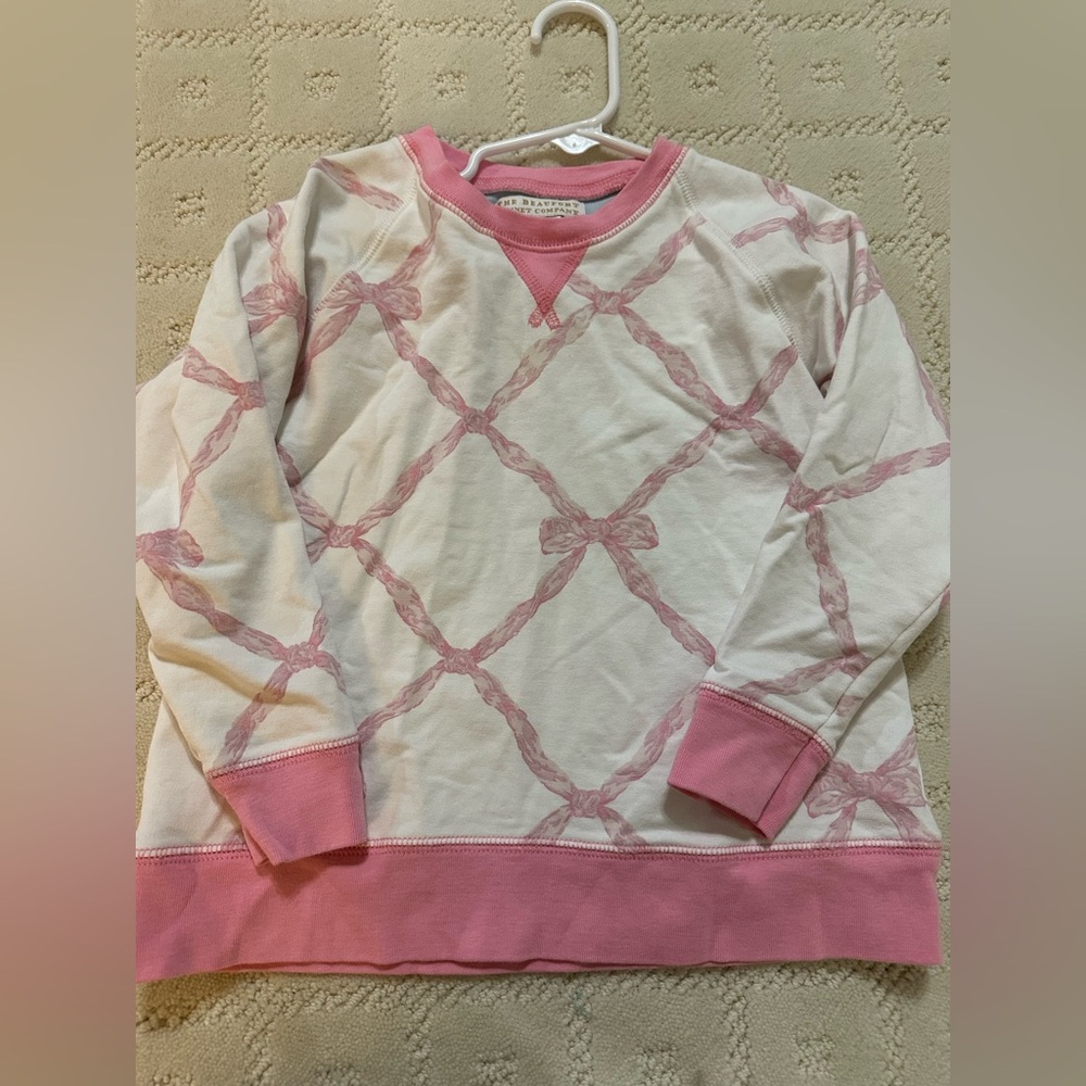 TBBC Pink and Cream Bow Patterned Sweatshirt
Size 6